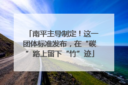 南平主导制定！这一团体标准发布，在“碳”路上留下“竹”迹